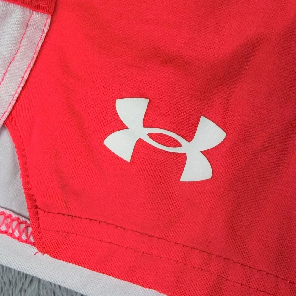 Under Armour Loose Fit Athletic Gym Shorts Hyper Red White Mens XL 1351805